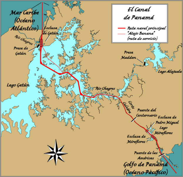 Mapa del Canal de Panamá