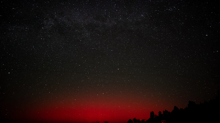 Aurora boreal vista en la Isla de la Palma (Canarias)