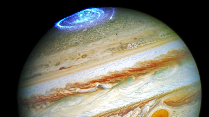 Imagen descriptiva de cómo se ven las auroras boreales de Júpiter