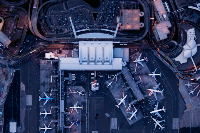Fotografía aérea de un aeropuerto