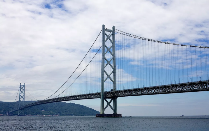 Fotografía panorámica del puente de Akashi Kaikyō